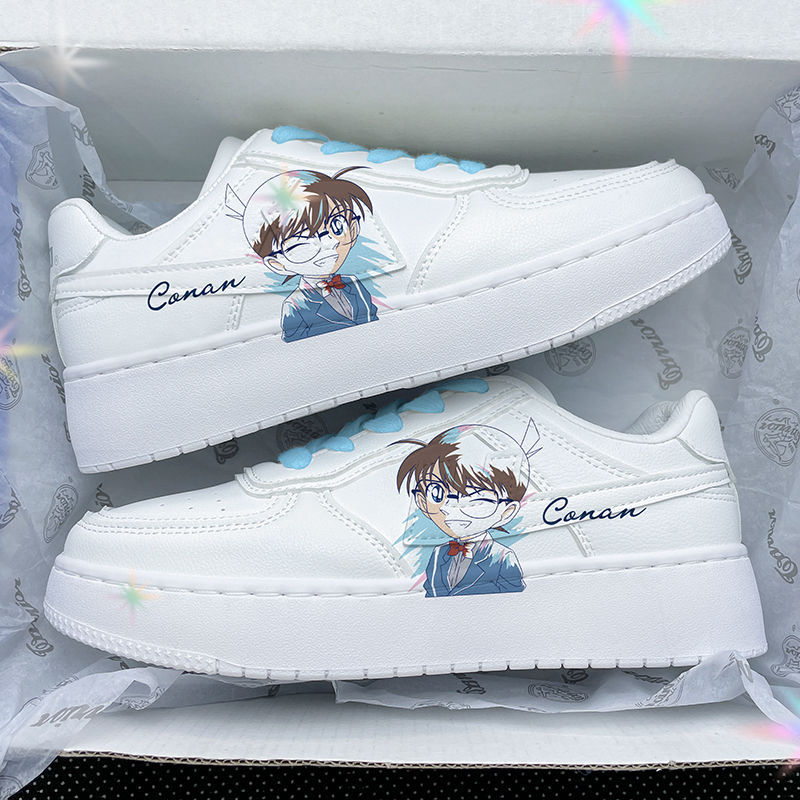Warrior Conan X Ow Co-Branded Cherry Blossom Mori Ran Couple White Sneakers for Women, New Autumn and Winter Sports Casual Sneakers for Men Warrior Conan X Ow Co-Branded Cherry Blossom Mori Ran Couple White Sneakers for Women, New Autumn and Winter Sports Casual Sneakers for Men