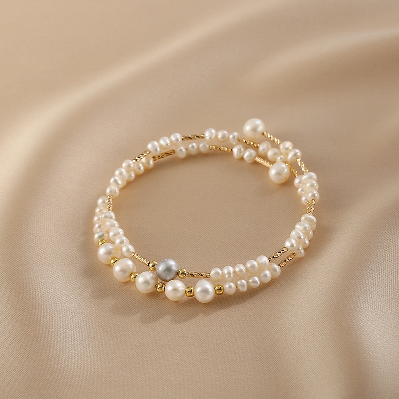 Exquisite Design, Natural Freshwater Pearls, 14K Gold-Filled Bracelet, Double-Layered, Accessible Luxury, High-End Elegant Jewelry for Women Exquisite Design, Natural Freshwater Pearls, 14K Gold-Filled Bracelet, Double-Layered, Accessible Luxury, High-End Elegant Jewelry for Women
