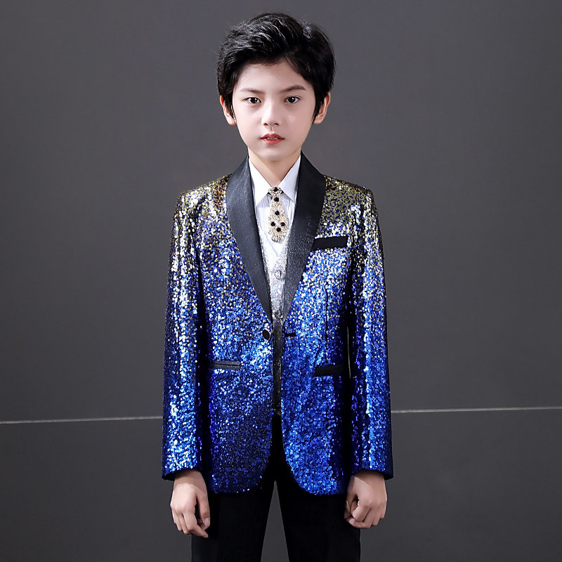 Boy suits suit 2021 new handsome Inn children walk show piano playing gown presenter plays out