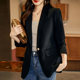 Black early autumn high-end casual suit jacket women's 2022 new style fried street loose Korean version small suit top