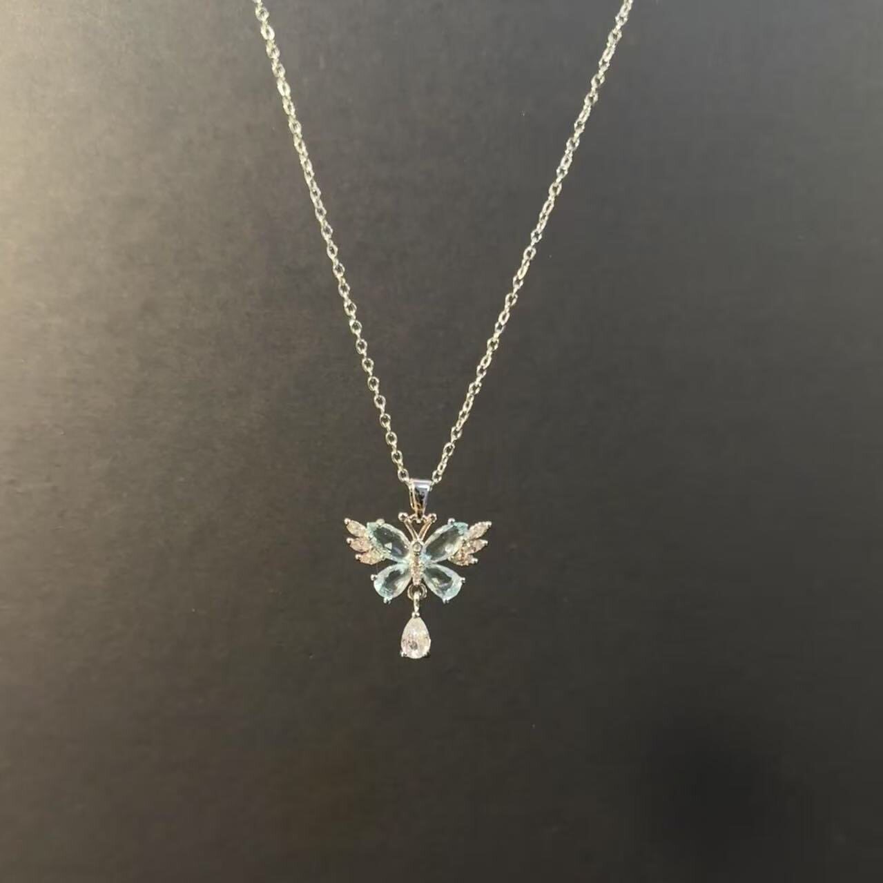 Винтажное Винтажное Лазурное ожерелье с бабочкой Dreamwing Ice Blue, Дикая цепочка для ключиц