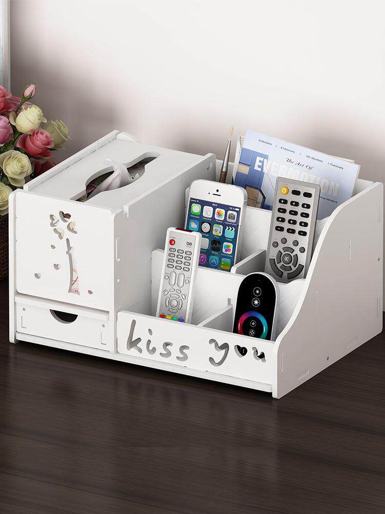 Multifunctional draw tissue box Home living room coffee table remote control desktop storage box finishing European-style napkin box