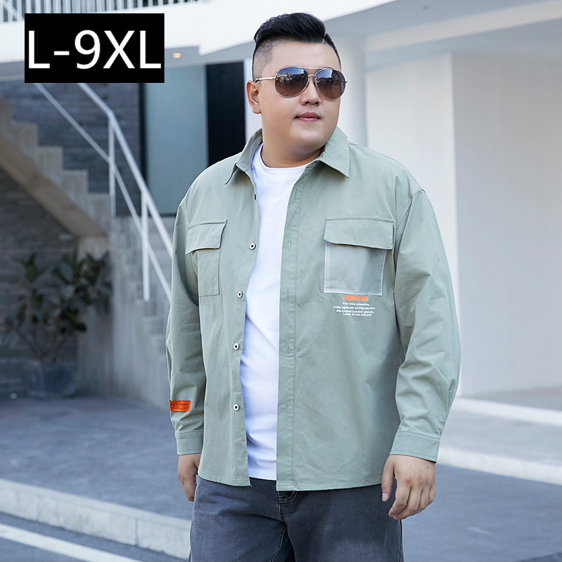Autumn Men's Long-Sleeve Shirt, Extra Large, Loose Fit, Plus Size Men's Clothing, Extra-Large Size for Big and Tall Men, Pure Cotton Shirt, Trendy for Overweight Individuals