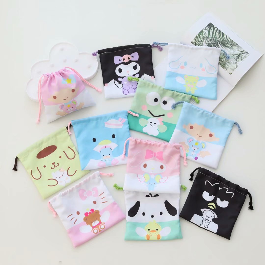 Cute Cartoon Draw Rope Bunch Pocket Cartoon Perimeter Hug Dolly girl Miscellaneous Cosmetics Small Cloth Bag Zero Money Bag