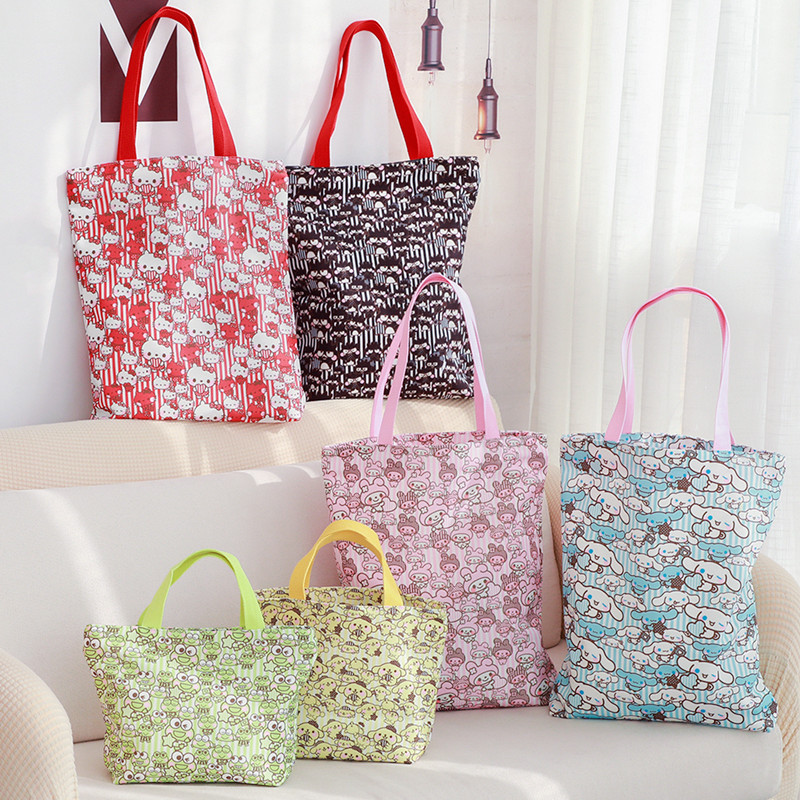 Japan and South Korea striped canvas small bag shopping storage lunch box bag mummy student portable bag gift