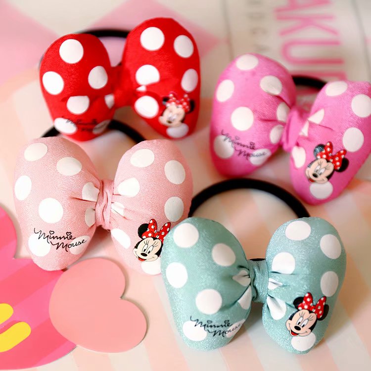 Cute cartoon Minnie Butterfly knot oak rubber band Rope Ornament Woman Black Zal Hair Ring Hair Ring Children's Hair Accessories Hair Accessories