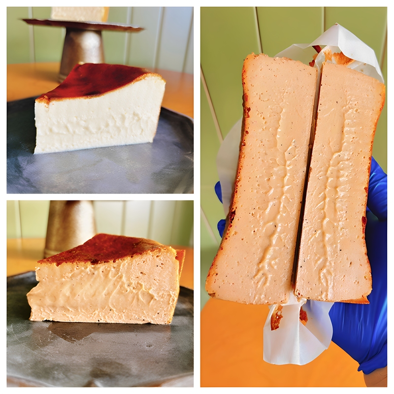 Basque Soft Cheesecake with Heavy Cheese, Thai Tea Salted Cheese, Refrigerated and Ready to Eat! (Free Shipping on Orders over 100) No Cutlery Included