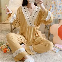 Modal confinement clothing thin section large lace Japanese summer new breastfeeding pure cotton breathable postpartum home clothing