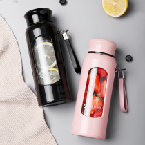  Glass water cup female cute portable tea cup Simple small fresh forest anti-fall and anti-scalding girl drinking water cup