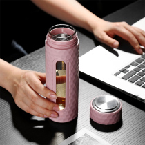  Glass female cute portable creative trend personality cup Simple and fresh forest water cup anti-fall tea cup male