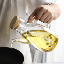 Transparent glass pour oil pot leak-proof household European kitchen oil tank with graduated wine sauce vinegar pot container