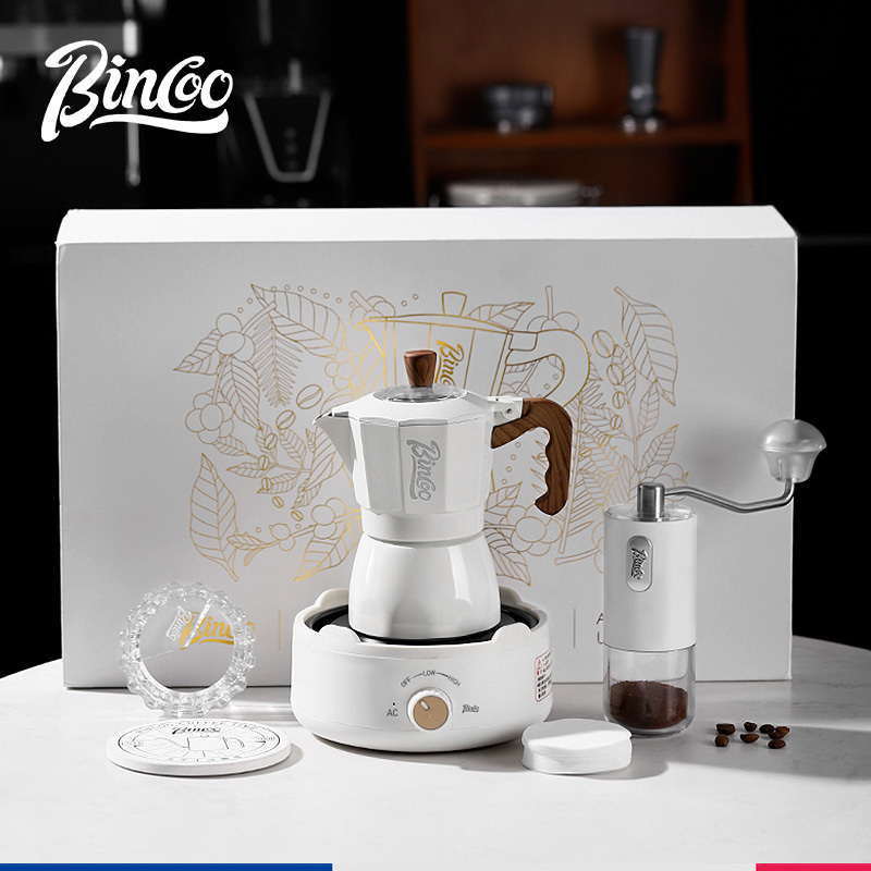 Bincoo Moka Pot Complete Gift Set Coffee Maker Small Hand Grinder Coffee Machine Perfect Holiday Gift