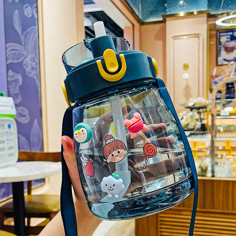 Large capacity straw cup net red student children's kettle female 2021 new summer summer belly drinking cup male