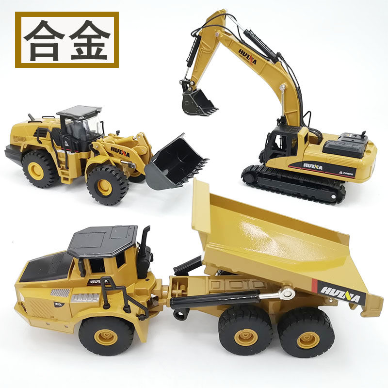 Alloy excavator toy children simulation engineering vehicle model tower crane bulldozer boy wreck crash
