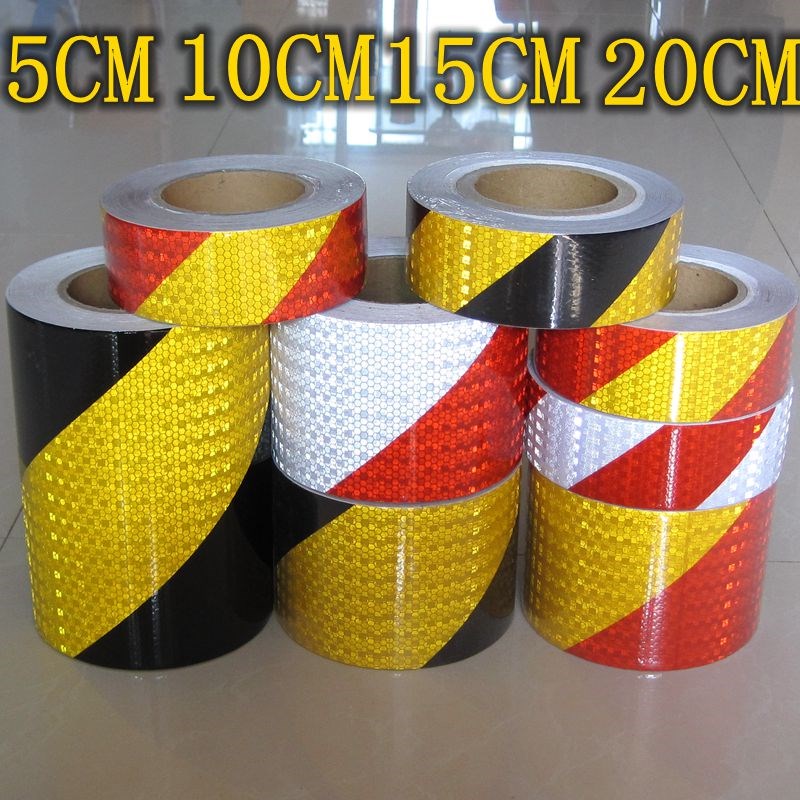 10CM black yellow red and white diagonal grain reflective strip Cling Film Wagon Garage Anticollister Warning Adhesive Tape Stickers traffic 20CM