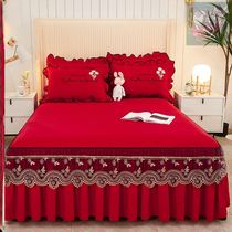 Three-piece bedding red wedding bed cover cover 2021 new red bed cover all inclusive wedding