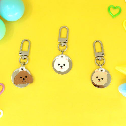Korean Dog Pet Crafts Metal Round Dog Head Cat Head Pendant Necklace Pendant name Phone Custom hang pendant 