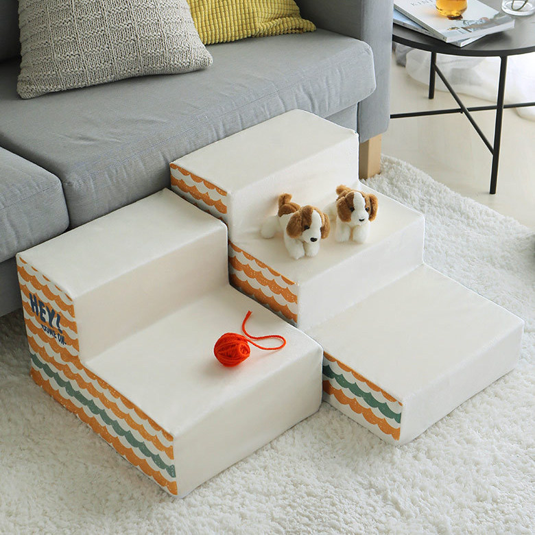 Korean pattern pet dog stair climbing ladder sponge step bed climbing ladder small dog dog climbing ladder