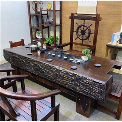 Đèn sưởi điện ban công ban công đồ nội thất văn phòng đơn giản cũ tàu gỗ bàn trà lớn gỗ rắn quyến rũ cổ xưa bàn cà phê phòng khách - Bàn trà