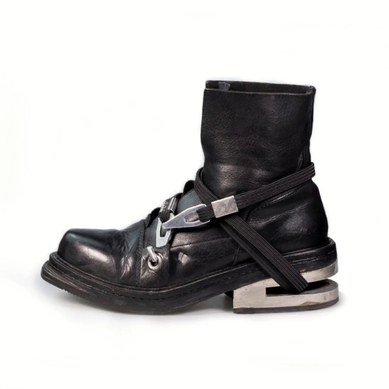 90S Retro Boots Men's Cable Climbing Hook Strap Short Boots Martin Boots Steel-Cut Hiking Boots Dark Style 90S Retro Boots Men's Cable Climbing Hook Strap Short Boots Martin Boots Steel-Cut Hiking Boots Dark Style