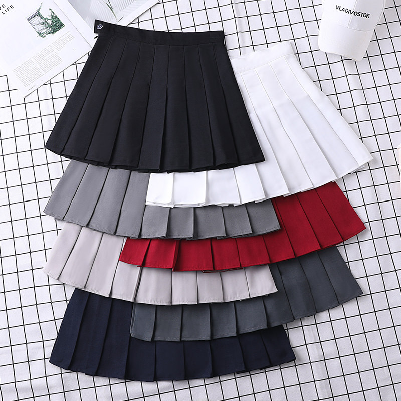 Black Pleated Skirt A-Line Midi Skirt Versatile Tummy-Covering Women's Spring and Summer Slim High-Waisted Suit Fabric Anti-Exposure Mini Skirt