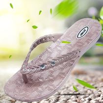 Summer women soft bottom Flip-flops clip foot sandals outside wearing beach drag outdoor flat bottom heel breathable odor and non-slip