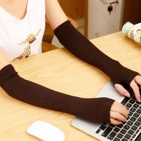 Warm Arm Warmers, Women's Fashionable Versatile Arm Sleeves, Autumn and Winter Long Fingerless Half-Finger Gloves, Knitted Pure Cotton Fake Sleeves Warm Arm Warmers, Women's Fashionable Versatile Arm Sleeves, Autumn and Winter Long Fingerless Half-Finger Gloves, Knitted Pure Cotton Fake Sleeves