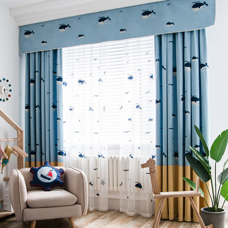 Cartoon Window Curtain children's light shade cute boy bedroom 2021 new thickened shading Nordic minimalist curtain