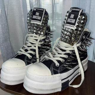 悲愤爱Shop铆钉鞋原创纯手工定制高帮厚底重工（不接受任何涂鸦）
