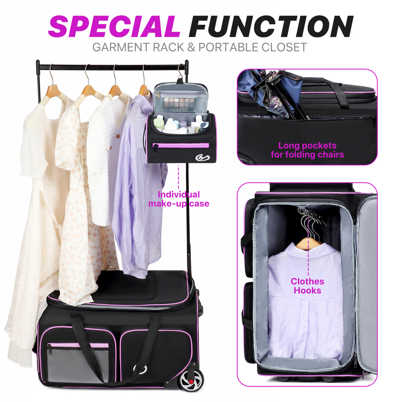 2026 New Large-Capacity Dry and Wet Separation Performance Costume Trolley Case with Retractable Rack and Toiletry Bag for Travel and Business Trips