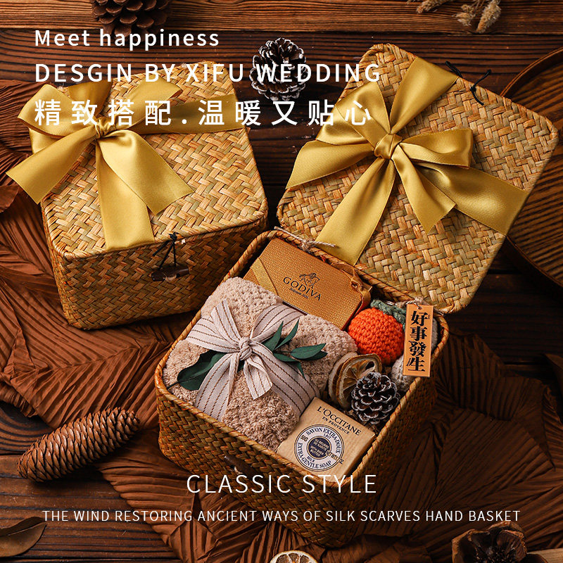 L'Occitane Souvenir Wedding Groomsmen Bridesmaids Hi Sugar Gifts Full Moon Return Gift Company Event High-grade Woven Gift Box