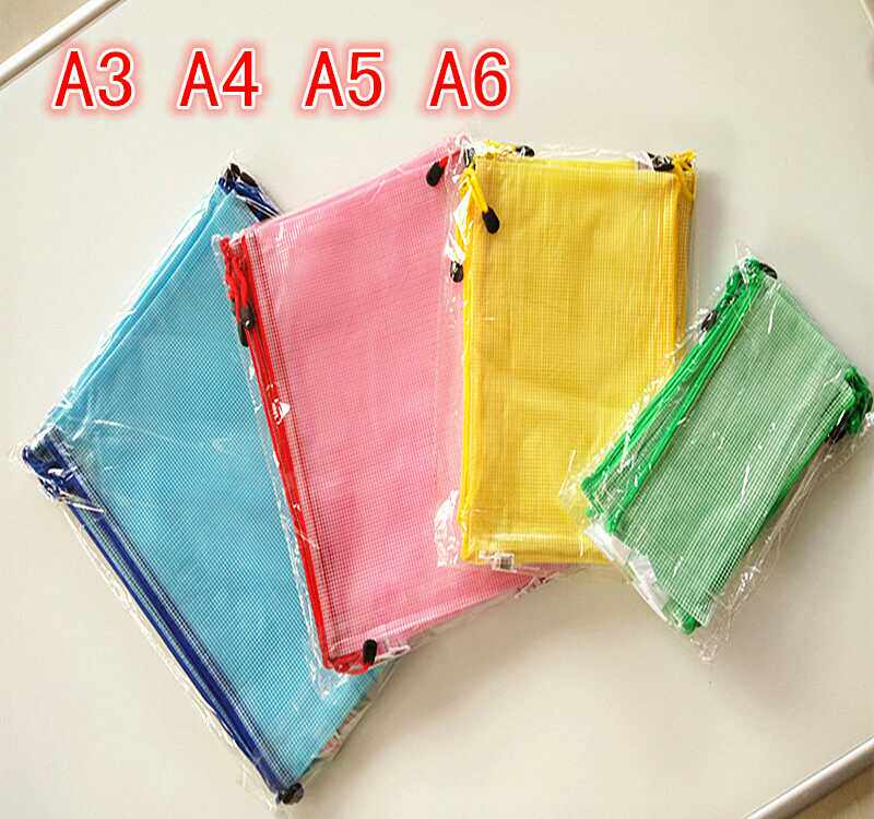 Mesh A4 office mesh bag a5 mesh file bag a6 zipper bag transparent mesh office bag hot sale