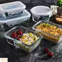 Nhiệt độ cao vuông đơn ăn trưa nhỏ bìa nhà vệ sinh kính ăn trưa hộp nhỏ gọn chịu nhiệt dễ dàng để làm sạch - Đồ bảo quản hộp nhựa đựng thực phẩm