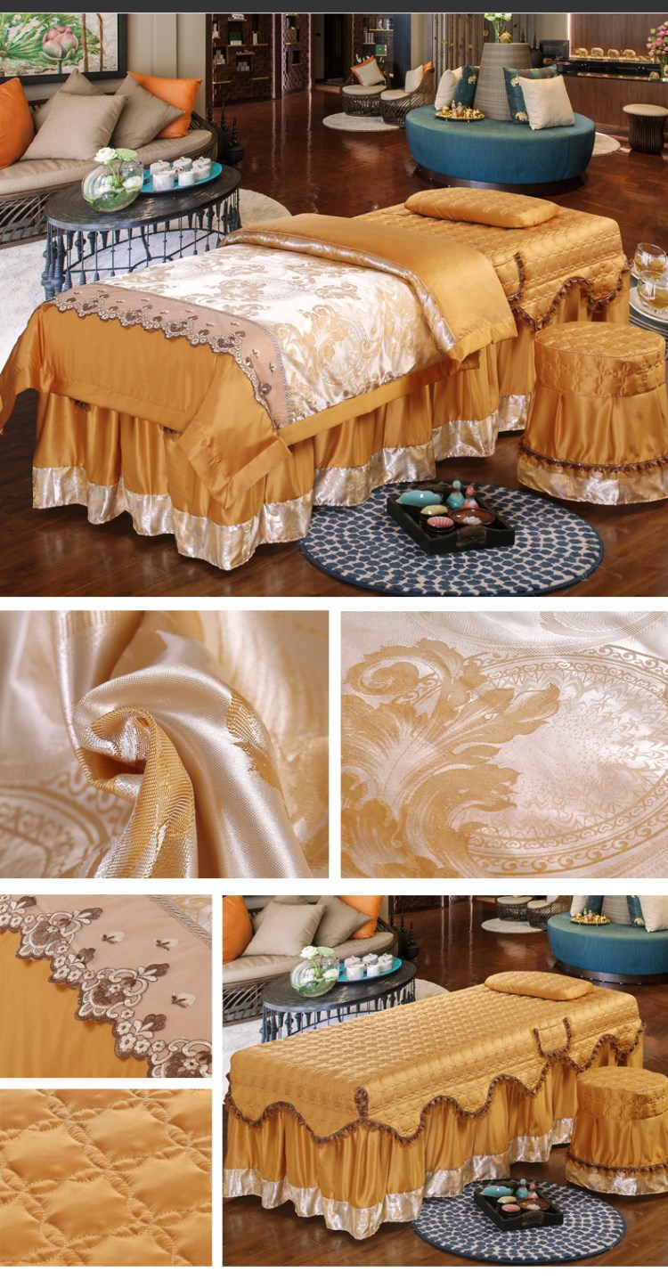 Beauty bed cover bốn bộ thẩm mỹ viện châu Âu cung cấp massage massage giường bed set bộ cao cấp đơn giản mảnh - Trang bị tấm khăn trắng trải giường spa