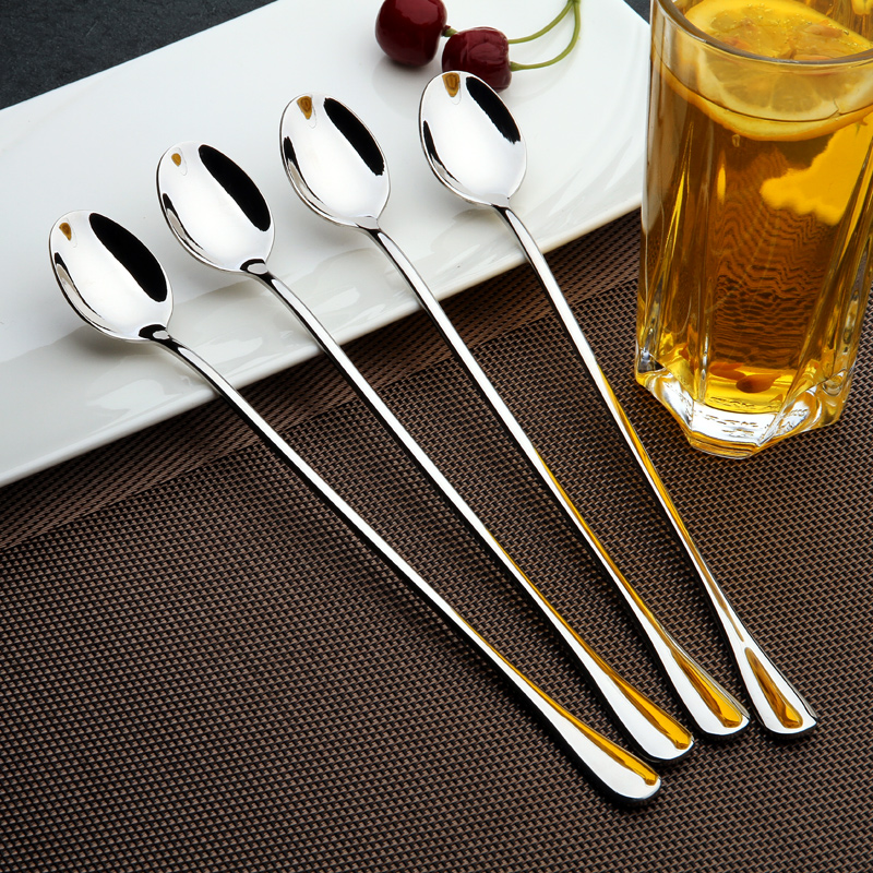 Stainless Steel Spoon Long Handle Coffee Spoon Long with stirring spoon Stirring Rod Lengthened Spoon Milk Tea Sofa Ice Spoon