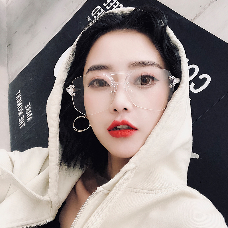 Shakyun Little Red Transparent Frameless Near-sighted Glasses Female Artificial Glass Frame Woman's Large Frame