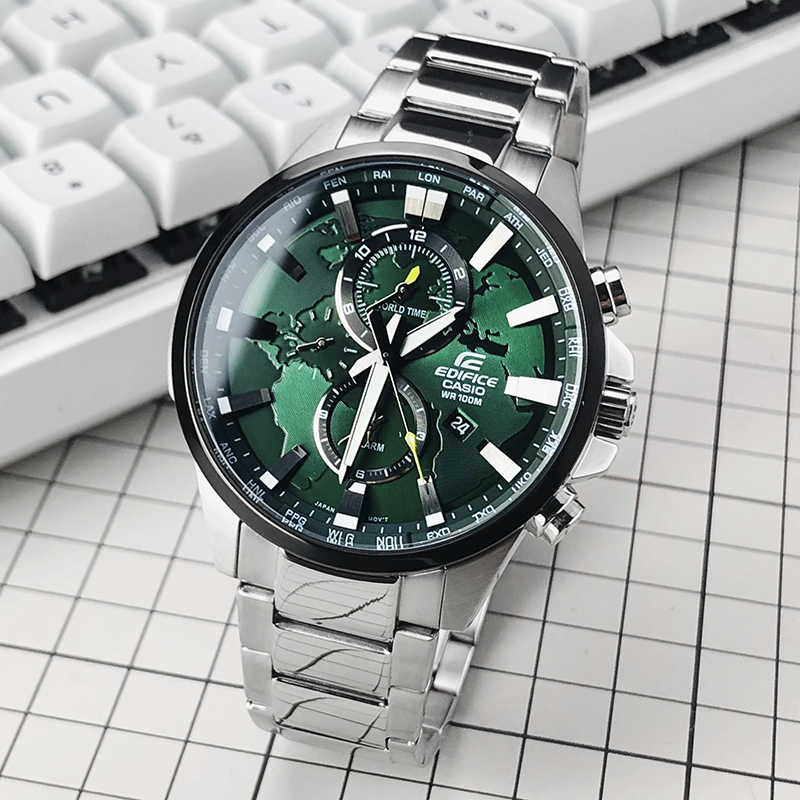 Casio Casio Watch Green Submariner World Map Metal Steel Band Business Watch Efr-303Db-3A/2/Dc