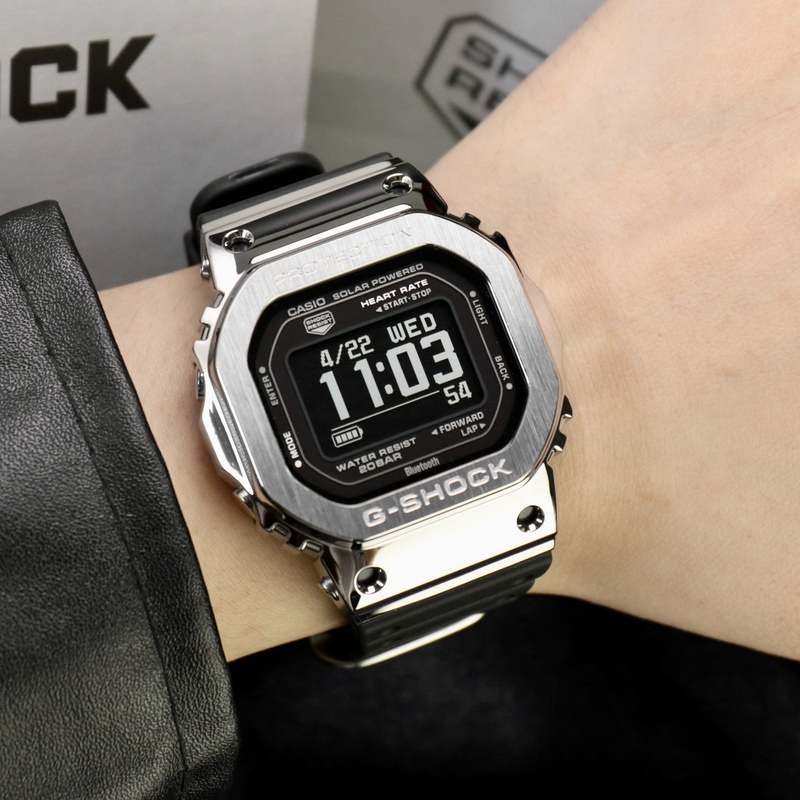 Casio's New Mip Smart Silver Square Gm-H5600-1 Light Kinetic Energy Bluetooth Pedometer Heart Rate Watch for Men Casio's New Mip Smart Silver Square Gm-H5600-1 Light Kinetic Energy Bluetooth Pedometer Heart Rate Watch for Men