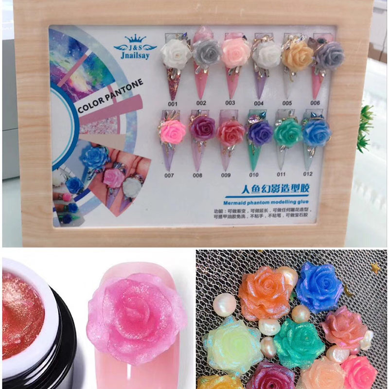 Hot sale 12-color human fish Phantom molding glue extension glue 8ML gradually layer gem glue disposable nail shop special carving