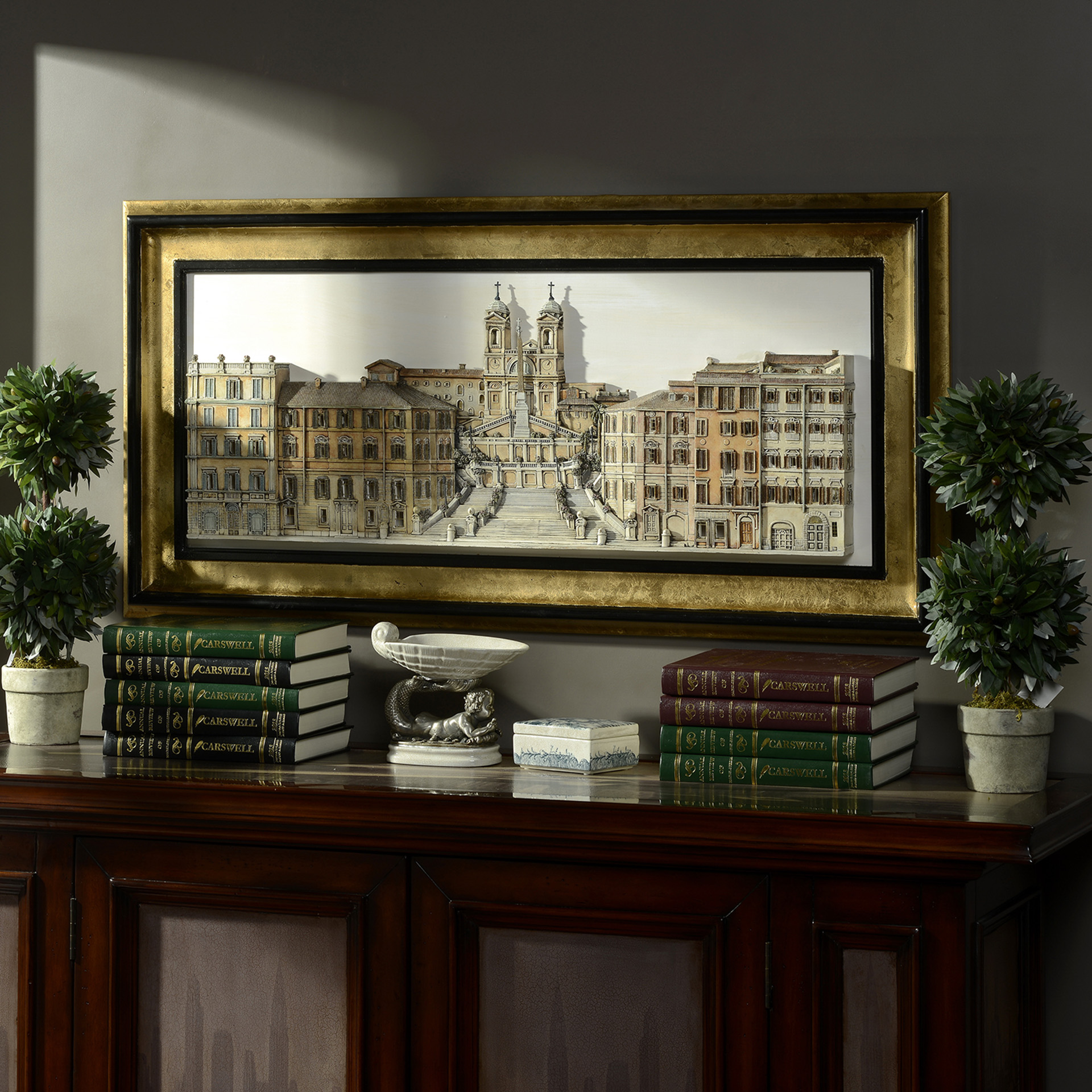 Fine Work Sculpture Architectural Style Building Picture Frame Soft-mounted Pendant Device Art Wall Accessories Light Lavish Sample House Display Centre Clubhouse