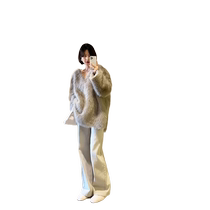 High-end design niche lazy mohair top for women soft and sweet ladylike chic sweater for autumn and winter