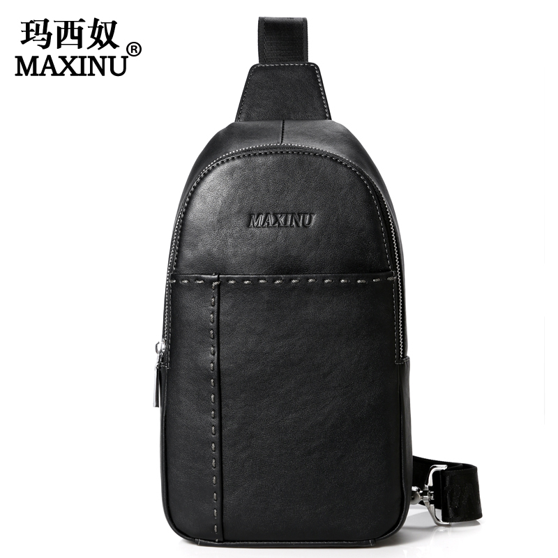 Men's Chest Bag Genuine Leather Bag Bag Men's Bag Single Shoulder Bag Slanted Satchel Hanging Bag Chest Front Father's Festival Gift Practical Sending Dad