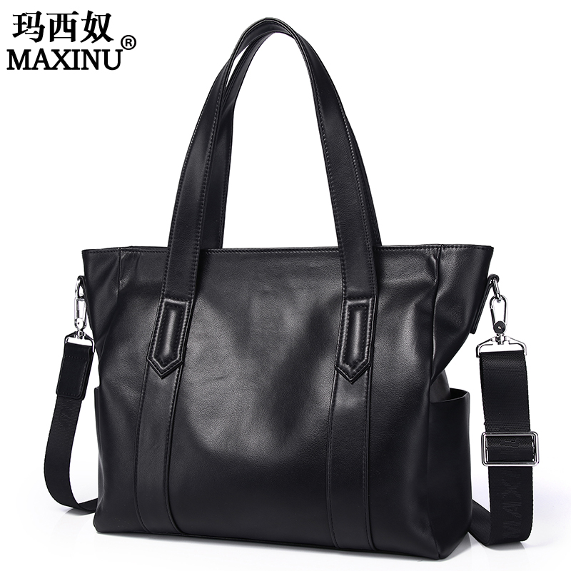 Headlayer Bull Leather Briefcase Business Handbag Men Genuine Leather Bags Large Capacity Small Crowdsourced Design computer bag