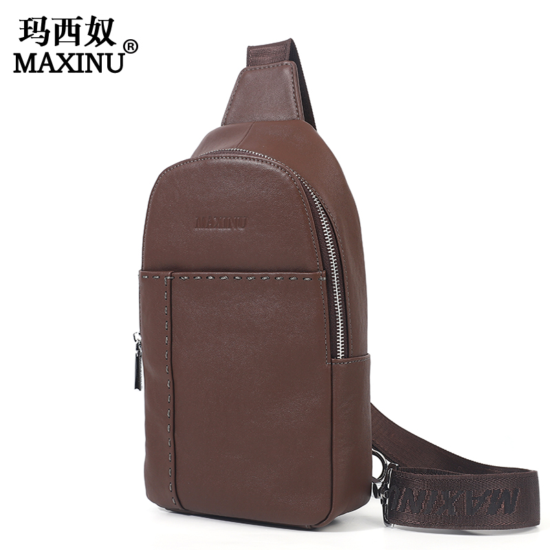 Special Price Men's Chest Bag Genuine Leather Bag Bag Men Bag Single Shoulder Bag Inclined Satchel Hanging Bag Chest Front Shoulder Bag Sloping Bag Single Shoulder Bag