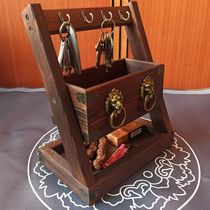 Chinese retro solid wood key storage bracket entrance door entry key storage rack desktop jewelry rack