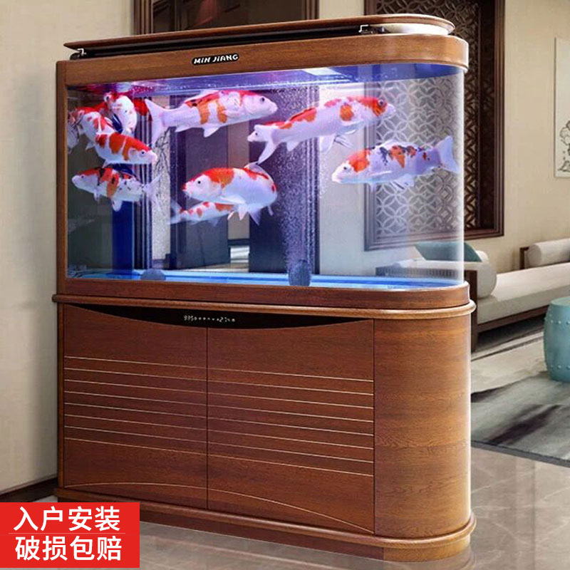 Minjiang large living room household bottom filter lazy people-free water partition screen Fish Tank landing bullet tank