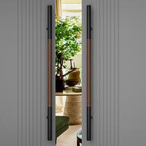 Minimalist glass door pure solid wood handle office conference hall hotel paved frame sliding door handle log