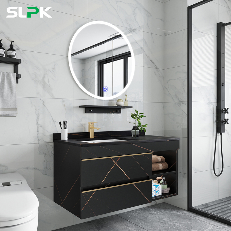 Rock board bathroom cabinet combination Modern light luxury simple bathroom powder room wash table Wash basin cabinet floor