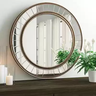 Fireplace mirror wall hanging living room European decorative mirror round American Wall dining room porch mirror cosmetic room bathroom mirror