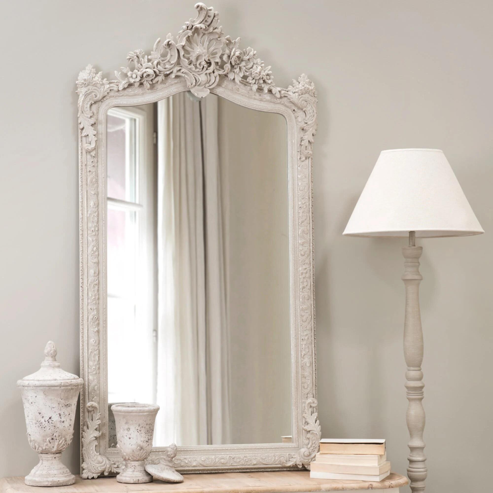 American-style landing mirror home with bedroom full body mirror retro-nostalgia large mirror European-style sculpture dresser mirror